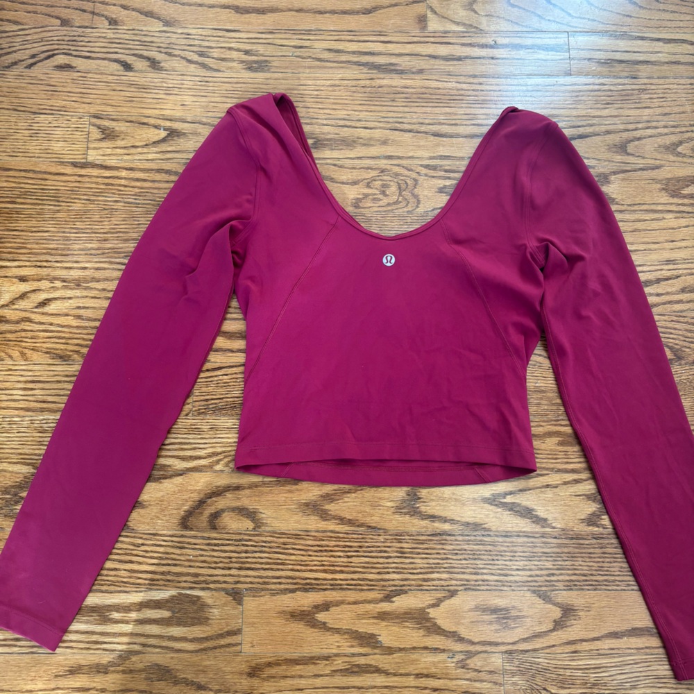 lululemon athletica Wine Red Long Sleeve Crop Top - Picture 2 of 2